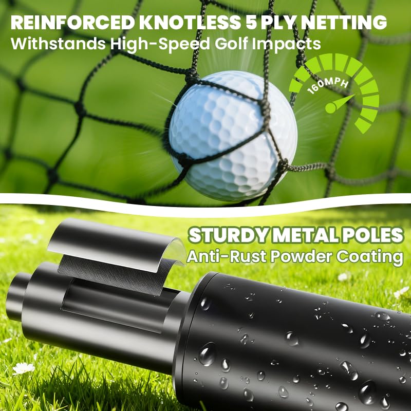 10x7ft Golf Hitting Practice Net with Side Barriers & Heavy Duty Steel Frame