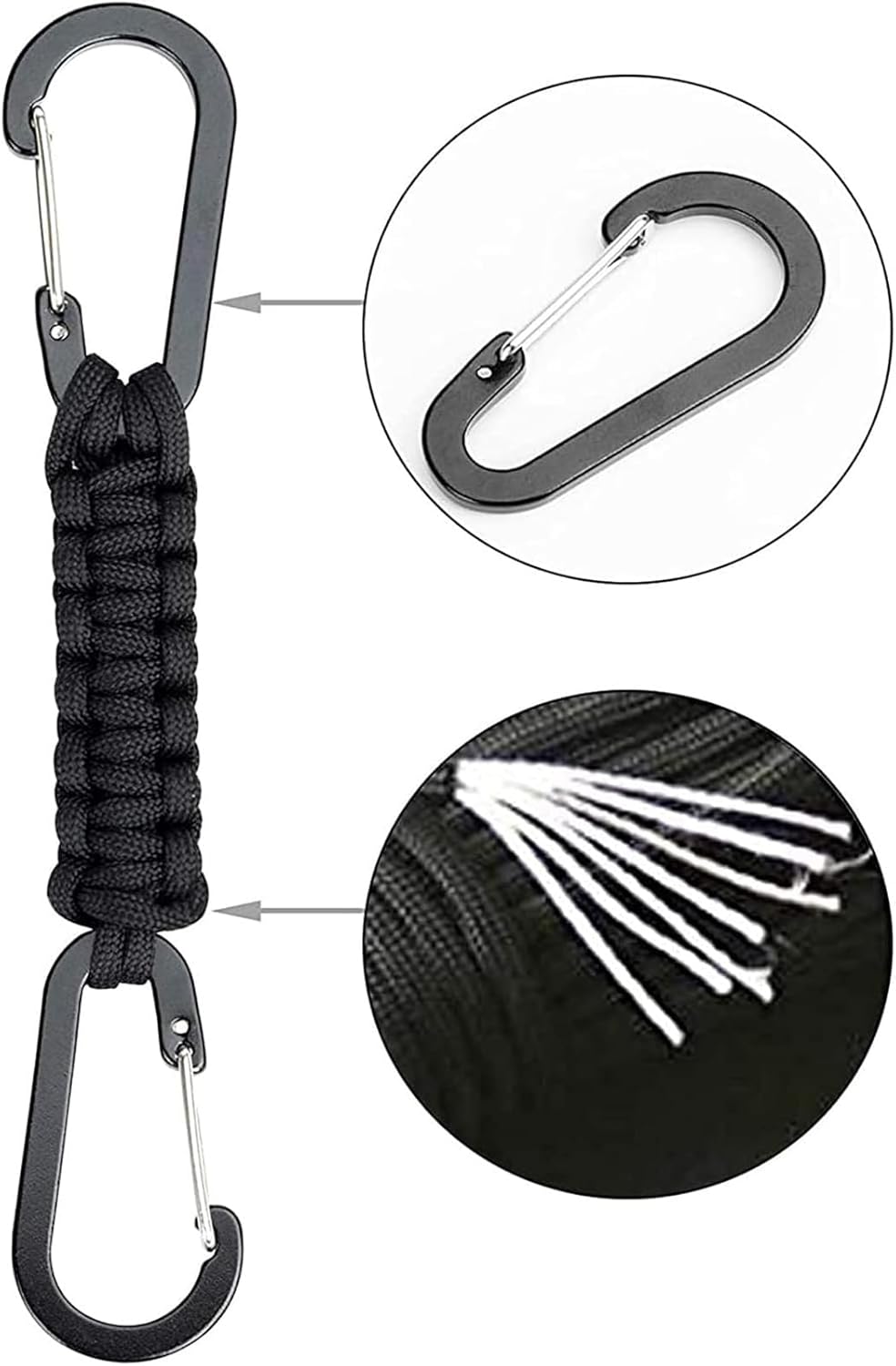 Skiennix Paracord Keychain Carabiner - Double Hooks for Camping, Hiking, and Stroller Use | Durable Clip for Water Bottles and Tools