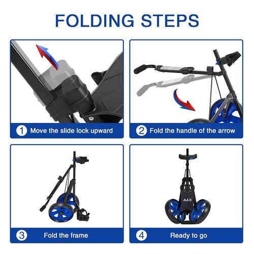KVV Adjustable 2-Wheel Golf Cart for Juniors from 3 to 10 Years Old(Black/Blue)