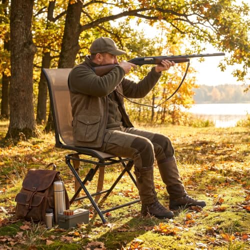 Brown Hunting Chair with Swivel Base - 360° Silent Folding Blind Seat, Waterproof & Portable, Without Armrest