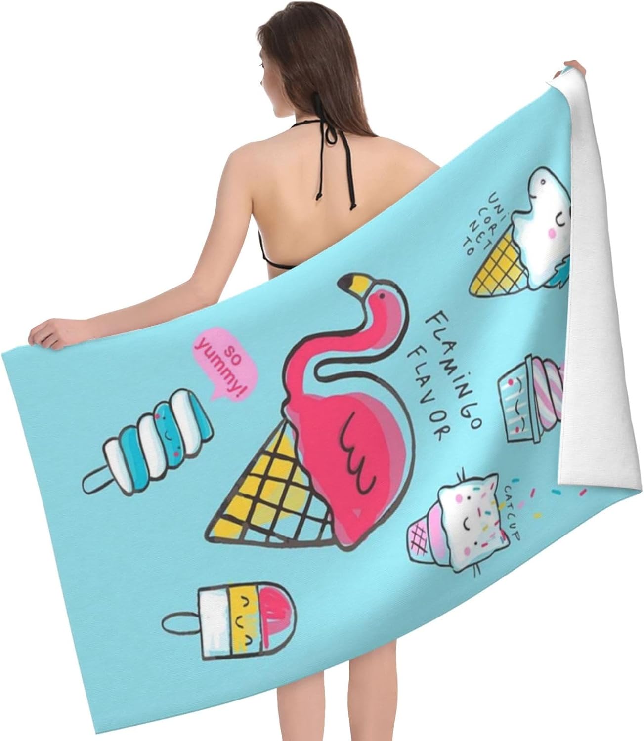 Skiennix Cute Mermaid Beach Towel - Personalized Microfiber Quick Dry Design | Oversized 30"x60" for Kids