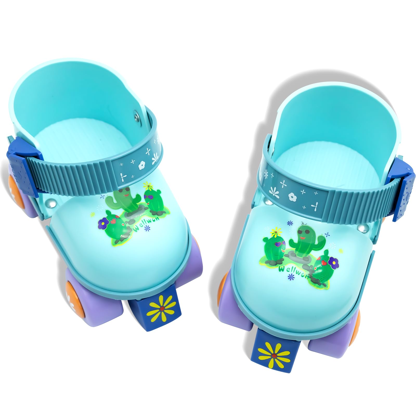 WELLWON Kids Roller Skate for Girls Boys, Adjustable Inline Toddler Rollerskates, Children Beginner Roller Skates Quad-Style 4 Wheel for Indoor Outdoor Sports, Easy Training