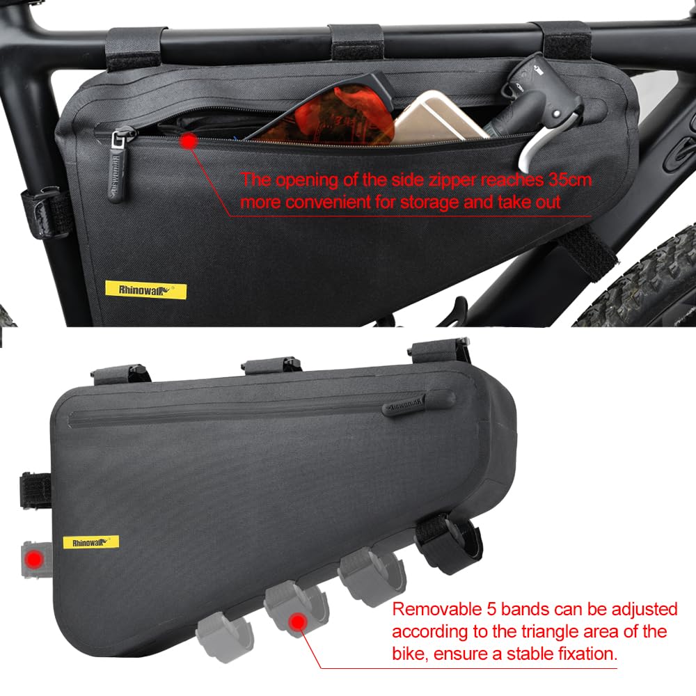 Rhinowalk Bike Frame Bag Bike Triangle Bag Waterproof top Tube Under The Bag, Suitable for Road Mountain Bike Sports, Gravel Bike