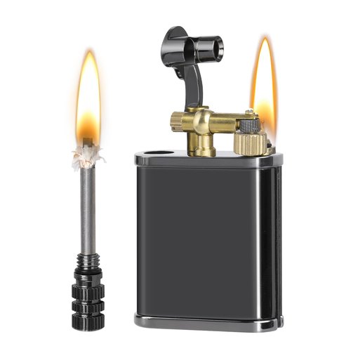 CHOICEDC Vintage Trench Lighter, Permanent Match, Cool Pipe Lighter, Unique Metal Lighters, Antique Kerosene Lighters Fluid Refillable, Reusable Waterproof Forever Matches, Classic Gift for Men,Black