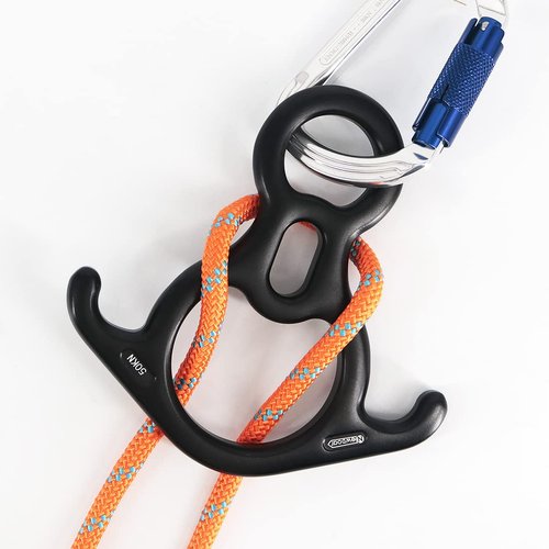 NewDoar 50KN 11000 LBF Rescue Figure,8 Descender Large Bent-Ear Belaying and Rappelling Gear Belay Device for Rock Climbing, Aerial dance,Ziplining and Peak Rescue 7075 Aluminum Alloy(black)