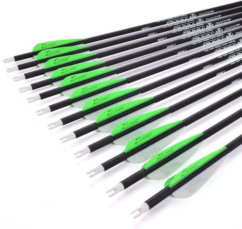 Archery Bow Carbon Arrows - Target Practice with Removable Tips | 26, 28, 30 Inch, Spine 500, 6 or 12 Pack