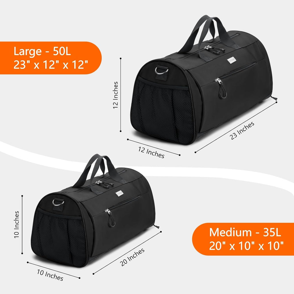 TOPDesign Gym Bag - Unisex Duffel with Shoe Compartment & Wet Pocket for Travel | Large Black