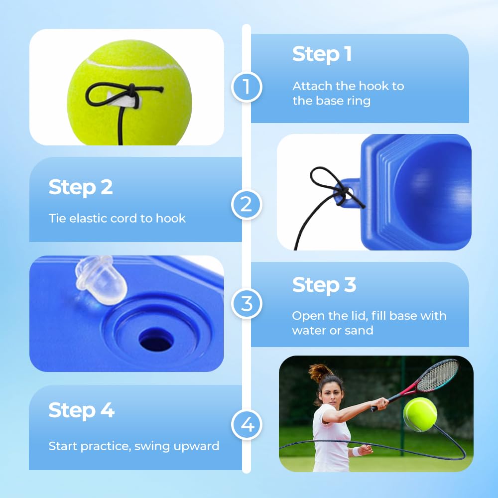 DSACL Tennis Practice Device, 2026 Upgraded Tennis Ball Training Baseboard, Tennis Trainer Rebound Ball on String for Practice Self Training Tool with Weighted Base, Beginners Sport Exercise