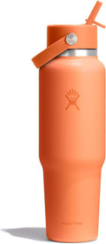 Hydro Flask Travel Water Bottle - Insulated Stainless Steel - 40 Oz Nectar Orange with Wide Straw Lid