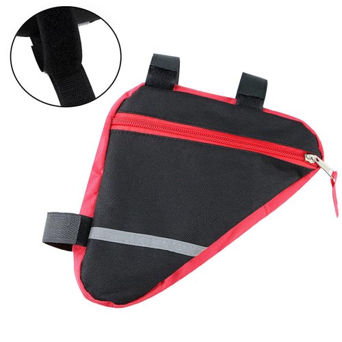 QitinDasen Maivingthuit 2 Pieces Bike Triangle Bags, Waterproof Bicycle Front Tube Frame Bag, Double-Sided Reflective Decoration Makes Night Riding Safer (Red + Black)