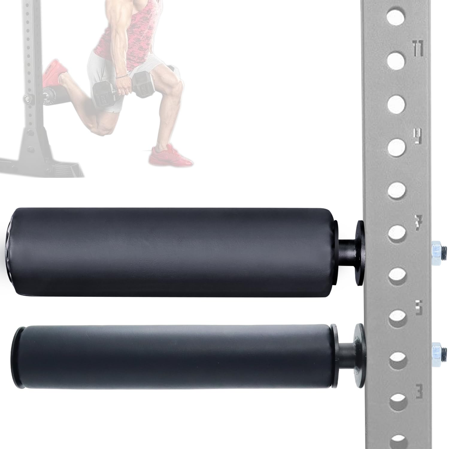 Single Leg Squat Roller/Nordic Hamstring Curl for Power Rack Attachments, Bulgarian Split Squat for Workout Esquipment Home Gym Accessories (Foam Diameter 3" / 75mm ，1" / 26mm Aperture)