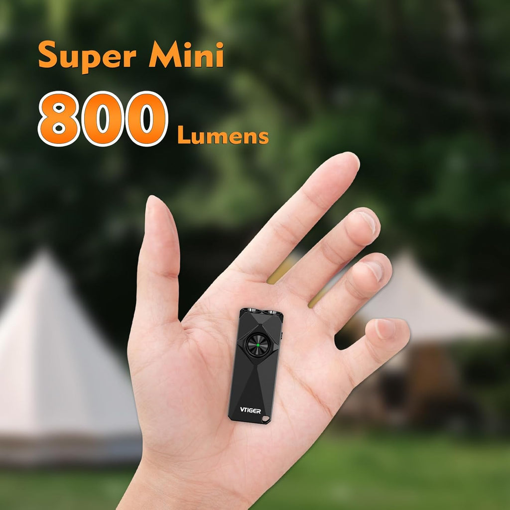 VTIGER K1 Keychain Flashlight - 800 Lumens USB Rechargeable Mini EDC Light | Compact & Portable for Everyday Use