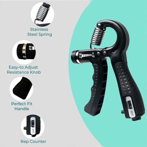 Grip Strength Trainer - Adjustable Hand Grip Exerciser with 11-132 Lbs Resistance | Forearm Strengthener in Black