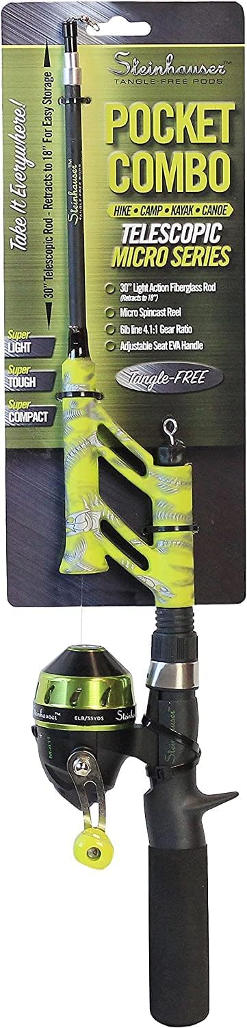 Steinhauser Telescopic Fishing Rod & Spincast Reel Combo - Ultralight, Tangle-Free Micro Series for All Ages