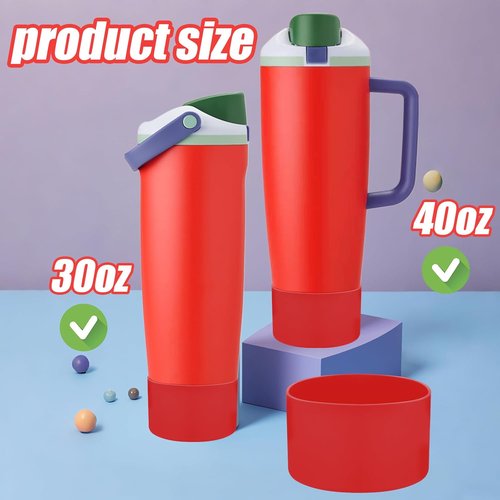 Mity Rain Silicone Protective Boots for Owala 30oz & 40oz FreeSip Sway Bottles - Red, Enhances Stability & Prevents Scratches
