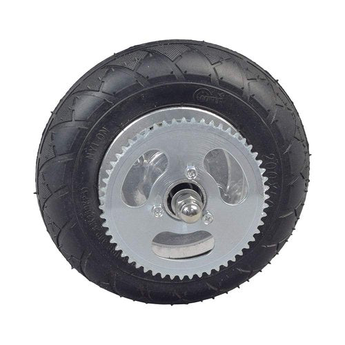 AlveyTech Front Wheel Assembly - Fits Razor Crazy Cart with Drift Bar (Versions 5 and up) Replacement 200x50 Rubber Tire, Inner Tube, Chain Sprocket, Axle, and Rim Parts for Kids Electric Carts