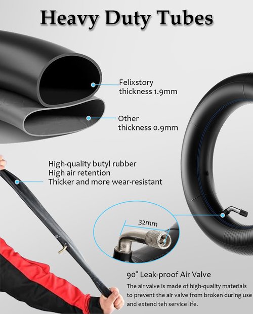 Felixstory 10 Inch 10x2.75-6.5 Off-road Rubber Outer Tire with Inner Tube Suitable for Speedway 5 Dualtron 3 Hover-1 Alpha Hiboy Titan PRO Electric Scooter Explosion-Proof Super-Grip