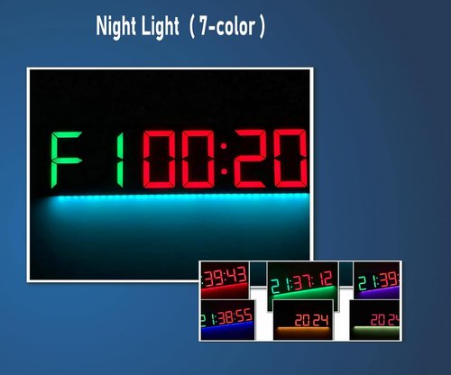 Gym Timer Clock by [Brand Name] - 26'' Extra Large Digital Workout Timer with 7-Color Night Light & 8 Alarms