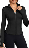 Bosmeer Workout Jackets for Women - Lightweight Zip-Up Slim Fit Yoga Jacket with Thumb Holes | Cropped Design