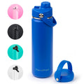 ThermoProof Double-Walled Vacuum Insulated Stainless Steel Water Bottle - Wide Mouth with Chug & Spout Lids, Dishwasher Safe, Reusable, Leakproof, Hot & Cold for Men, Women & Kids - 22oz, Blue
