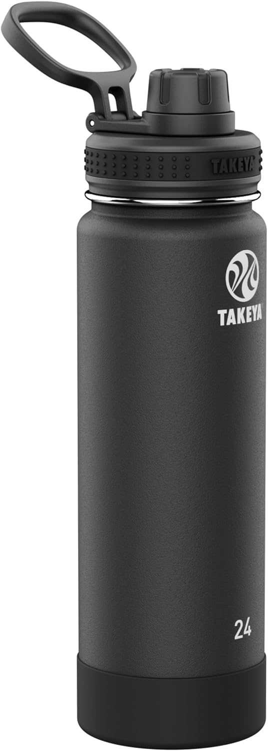 Takeya Actives Stainless Steel Water Bottle - Insulated, Leakproof, 18 oz | Keeps Drinks Cold for 24 Hrs, Ideal for Gym & Travel