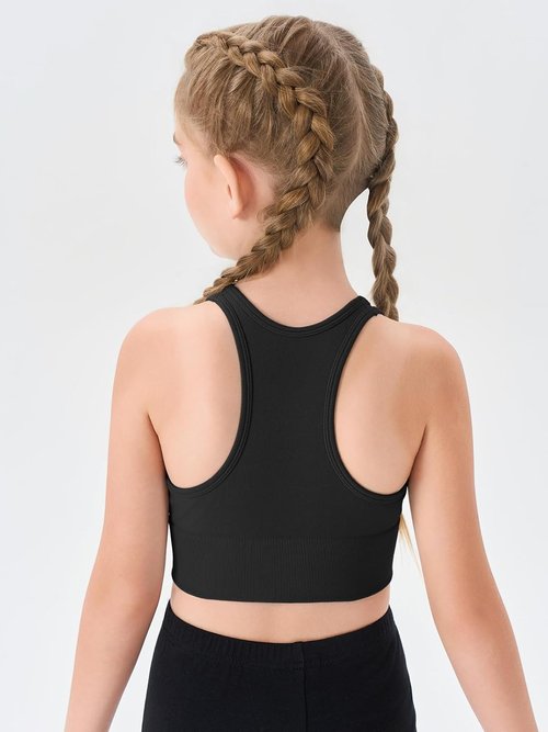 Haloumoning Girls Athletic Sports Bra - Racerback Design for Dance & Yoga | Sizes 7-14 Years