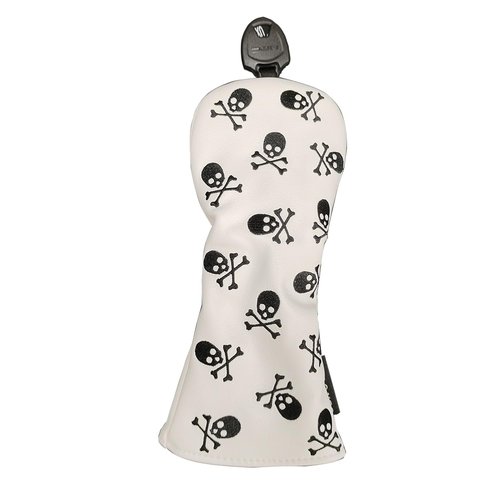 Small Skull and Crossbones Embroidery Golf Hybrid Club Headcover Skeleton UT Cover with Adjustable Number