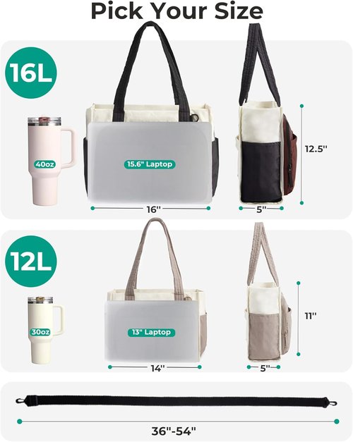 BAGSMART Tote Bag for Women - Versatile Travel Handbag with Cup Holders | Fits 13" & 15.6" Laptops