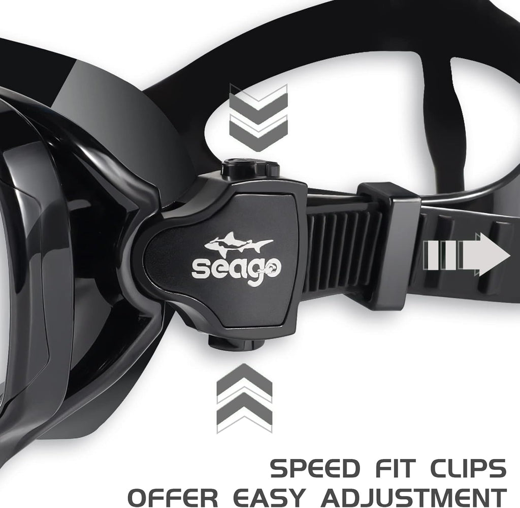 Seago Kids Swim Goggles - Anti-Fog Snorkel Diving Mask for Youth (Ages 5-15) | 180° Clear View