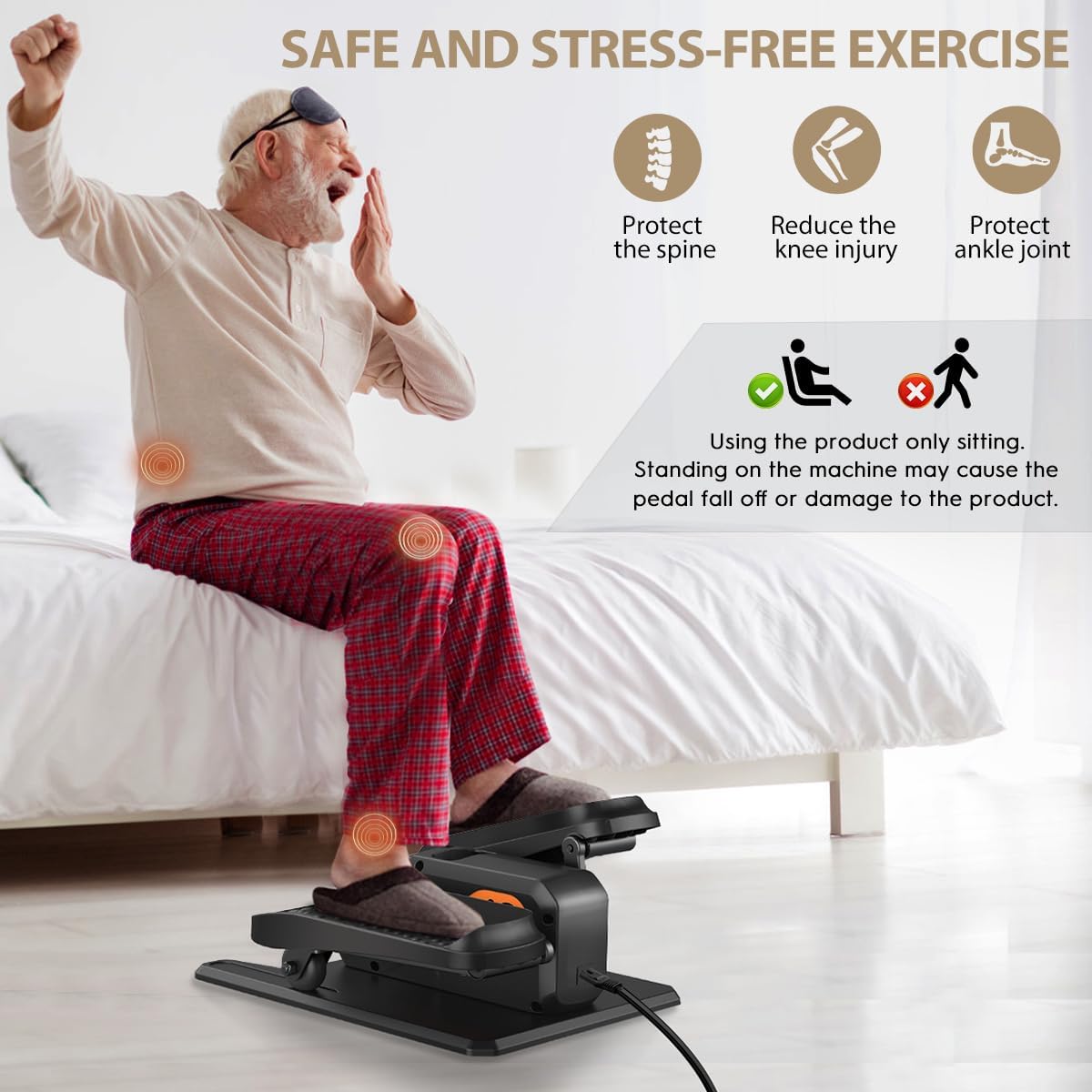 Under Desk Elliptical Machine by As Seen on TV - Quiet, Portable Exerciser with 15 Speeds & Remote Control