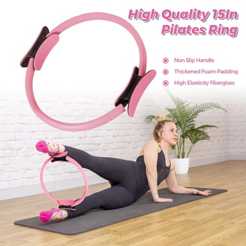 Leopacat 13 Pcs Pilates Kit for Women - Home Pilates Equipment Set with Magic Circle Resistance Bands Yoga Ball for Beginners Full Body Toning Thighs Arms Hip Workout