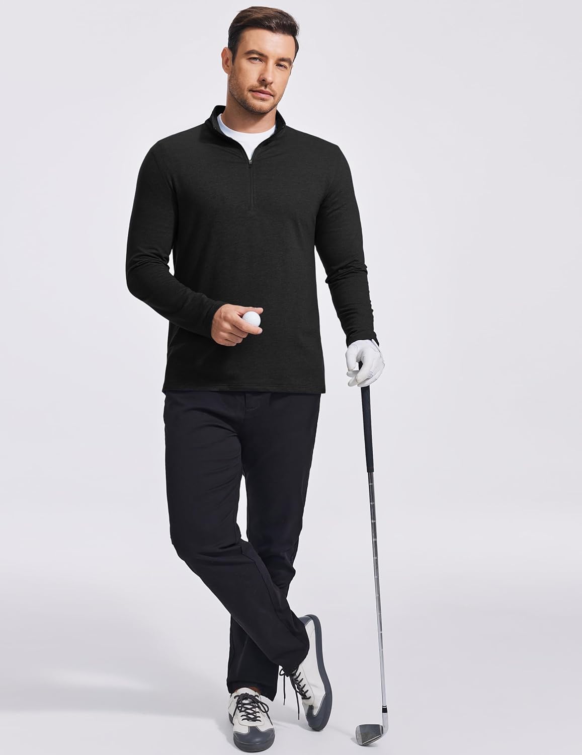 PINSPARK Men's Lightweight Quarter Zip Pullover - Performance Mock Neck Golf Sweatshirt | Casual Long Sleeve