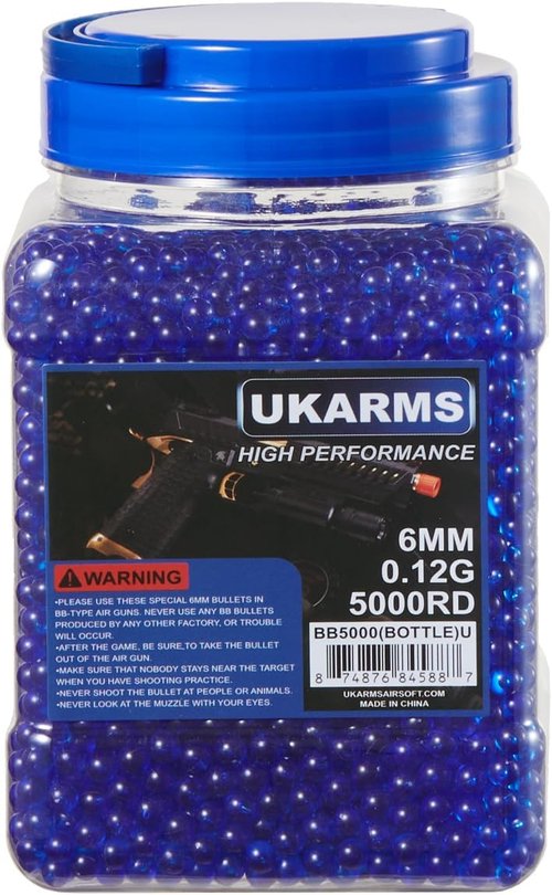 Golden Ball Airsoft BBS - .12-Gram 6mm Precision 5000-Count | Assorted Colors