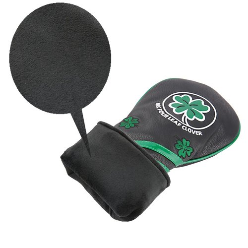Black Leather Lucky Clover Golf Club Hybrid Head Cover Utlity UT Cover for Taylormade Callaway Ping