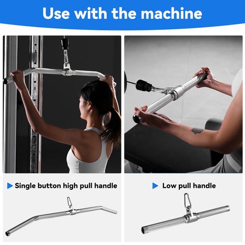 Cable Machine Attachment, lat pull down bar, Lightweigh Aluminum Tricep Straight Bar, V Bar, LAT Pulldown Attachments, gym attachments for cable machine, Accessories Load 1000lbs