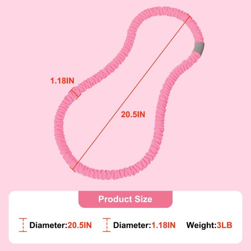 3.2lbs Soft Spring Weighted Hoop for Adults, Portable Core Workout Fitness Hoop, Quiet & Pinch-Proof Design for Effective Exercise (Light Pink)