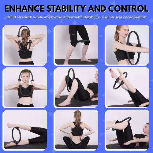 AFK DIRECT Pilates Ring for Women Premium Fitness Ring for Toning & Strength Pilates Equipment & Home Pilates Workout Kit Pilates Set for Full Body Sculpting Strong Black