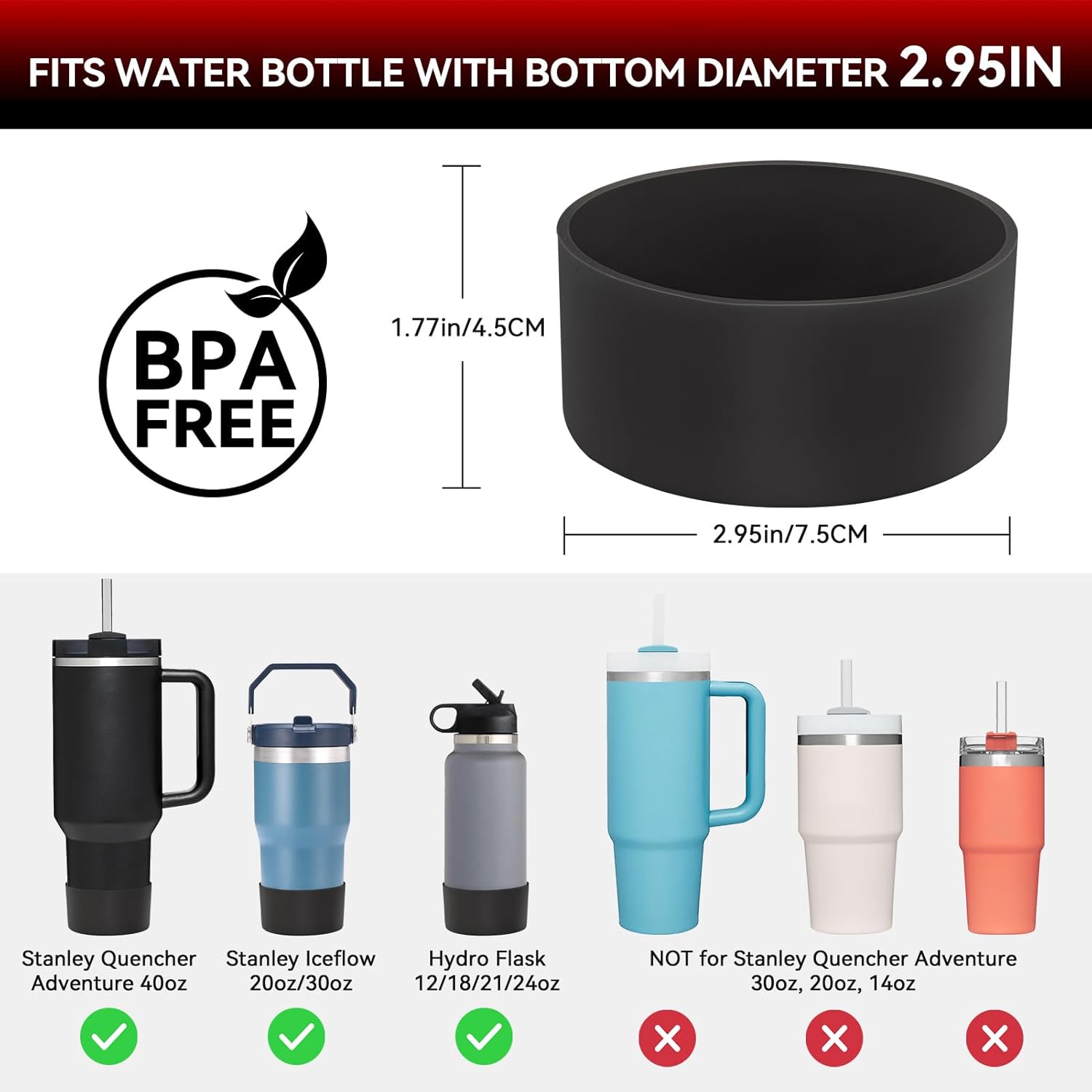 PICcircuit Silicone Bottoms for Stanley Boot | 2PCS for 40oz, 30oz, 20oz Bottles & Hydro Flask Tumblers