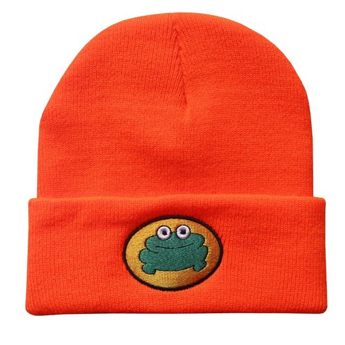 Cute Cartoon TV Parappa The Rapper Frog Beanie Hat Unisex Funny Knitted Beanie Novelty Beanies Knit Hats Orange