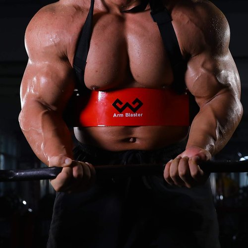 Arm Blaster Bicep Curl Thick Aluminum Adjustable Bodybuilding Bicep Isolator Pink,Barbell Curl Assistant Arm Curl Bar (Red)