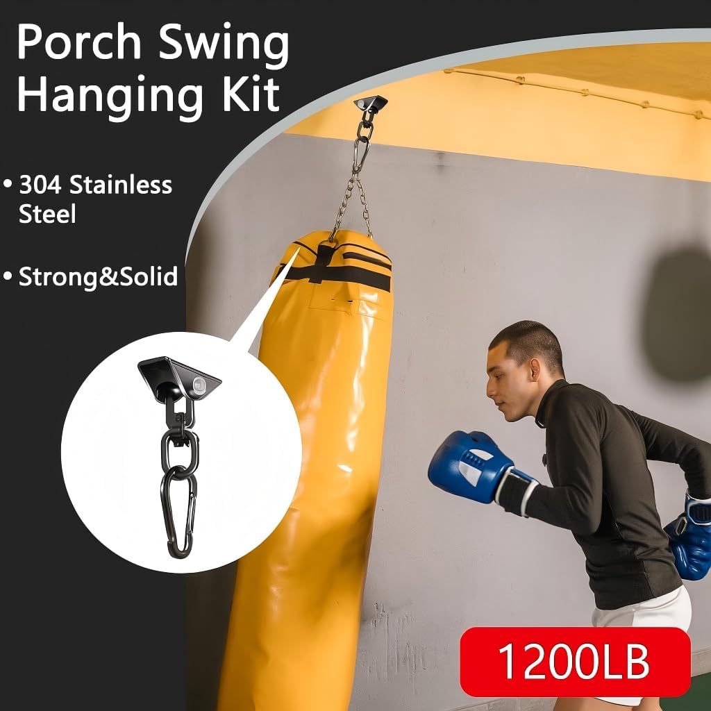 Skiennix Hammock Hanging Kit - 360° Rotating Heavy-Duty Swing Chair Hook | 1200 lbs Capacity for Indoor/Outdoor Use