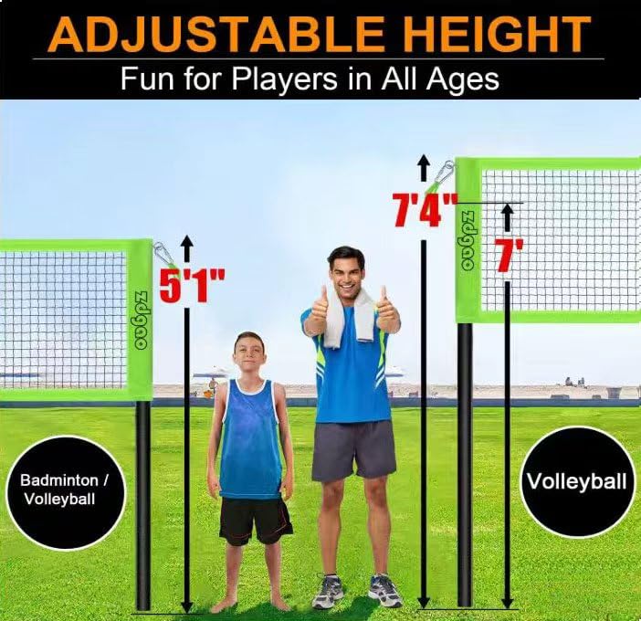 14 Ft/20 Ft Blue & Green Volleyball Badminton Combo Net Set with Accessories