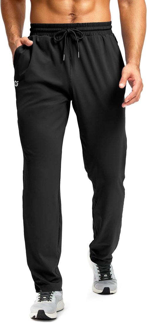 G Gradual Men's Athletic Track Pants - Stretch Tapered Joggers with Zipper Pocket for Gym & Running