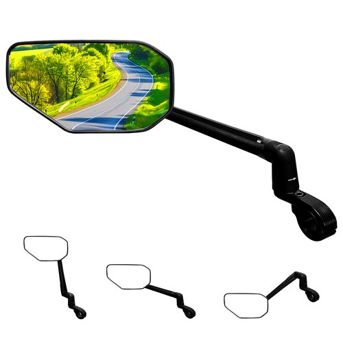 Homieway Bike Mirror, New Foldable Bicycle Mirror for Handlebar, 360° Adjustable Bar End Rear View Mirrors for E-bike, Mountain Bike, City Bikes & Scooter (Left 0.87-1")