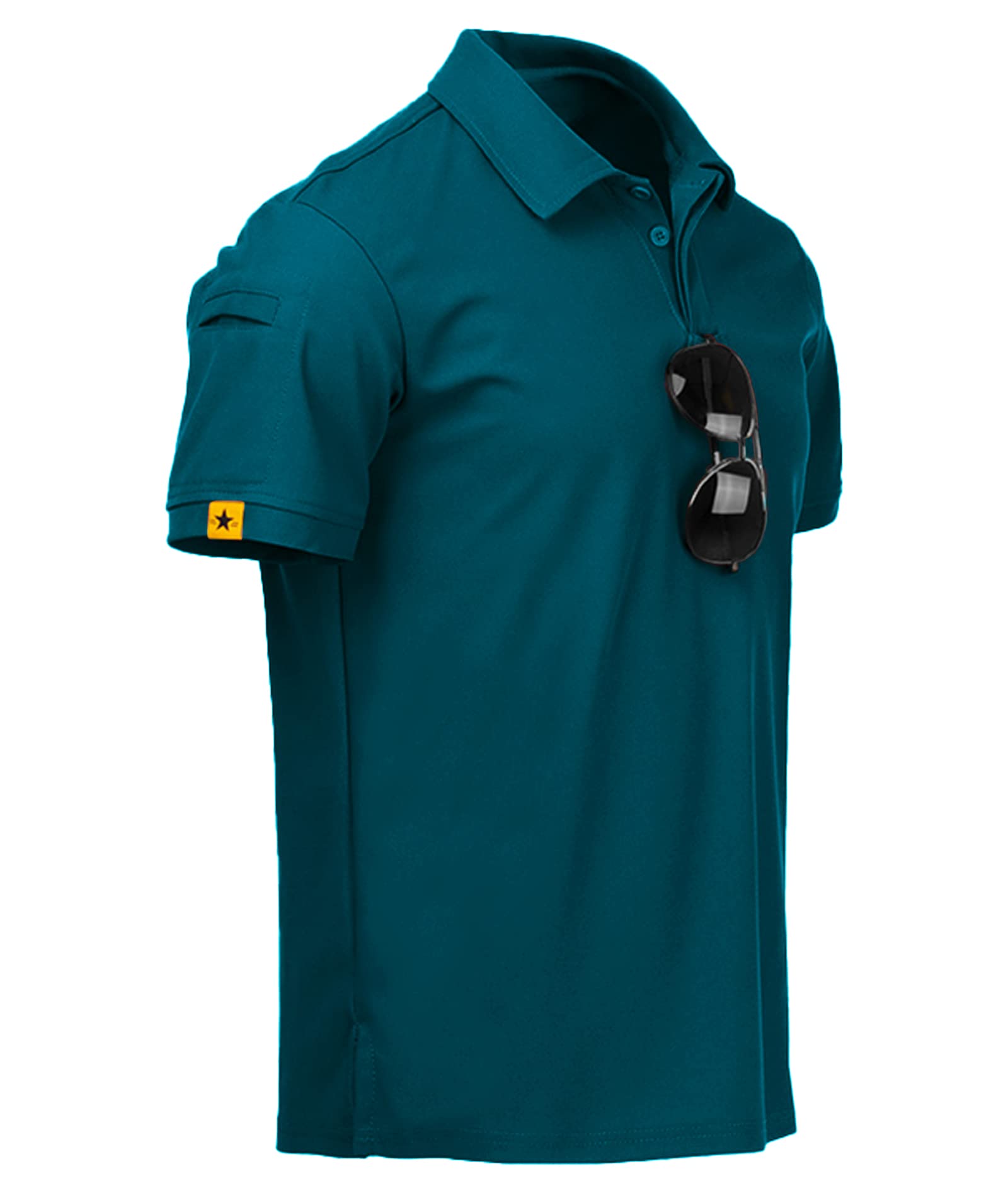 ZITY Mens Polo Shirt Short Sleeve Sports Tactical T-Shirt Athletic Golf Polos Daily Casual Stylish Collared Shirts for Men Dark Teal Blue 3X-Large