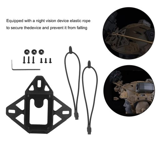 Tactical Helmet NVG Mount with Modular Bungee Shroud and Sports Camera Bracket Base for Wendy 3.0 Helmet (Black)