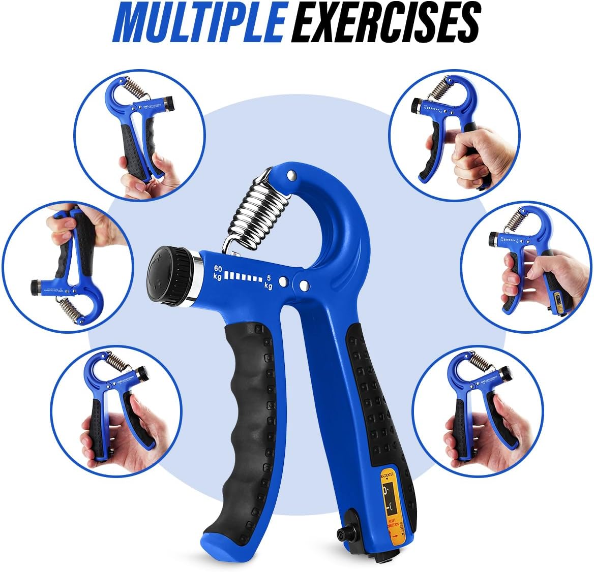 Skiennix Hand Grip Strengthener - Adjustable Resistance 10-130lbs for Muscle Building & Recovery