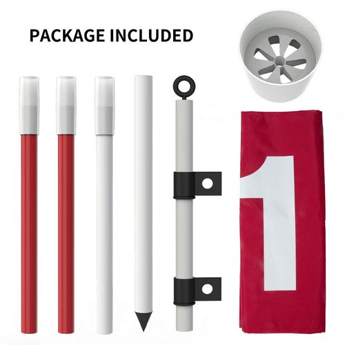 THIODOON Golf Flagstick 6ft Golf Flag and Cup for Yard Pro Detachable Golf Hole Cup and Flag for Driving Range Backyard Upgrade Anti-Rust Glass Fiber 5-Section Design with Connectors