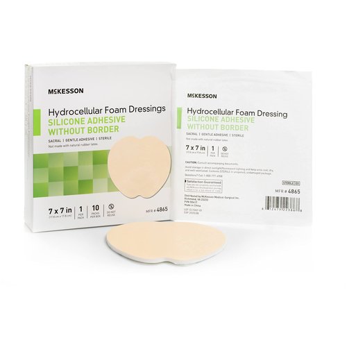 McKesson Hydrocellular Foam Dressing, Sterile, Silicone Adhesive Without Border, 7 in. x 7 in., 10 Count, 1 Pack