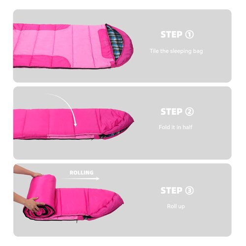 Sleeping Bags for Adults Teens Cold Weather &Warm, 3 Seasons, Cotton Flannel Liner Sleeping Bag, Lightweight Compact Camping Essentials Equipment, Hiking, Outdoor, Travel(T-Shaped) (Double Pink)